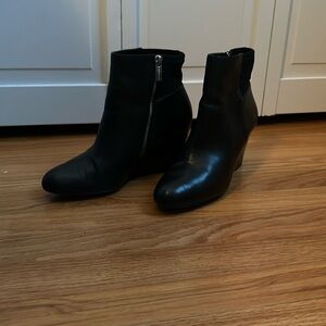 Black wedge ankle bootie